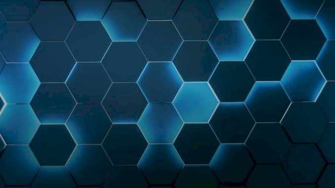 A blue wall of glowing hexagons