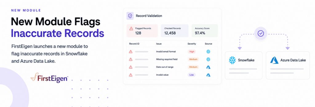 FirstEigen launches a new module to flag inaccurate records in Snowflake and Azure Data Lake