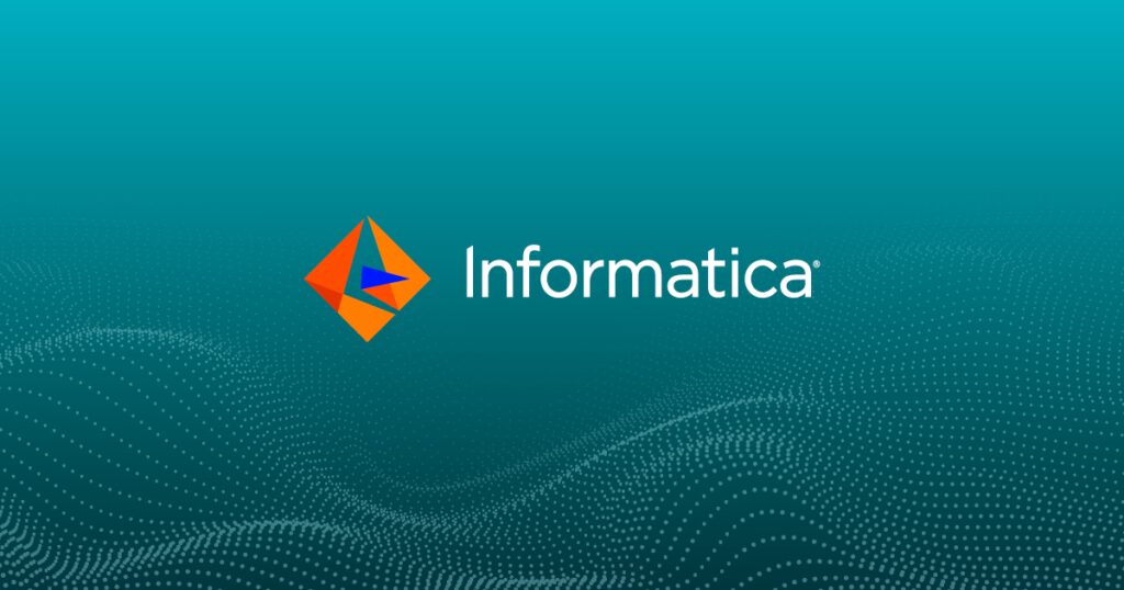 The Informatica logo against a teal textured background.
